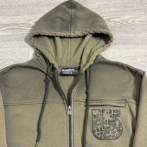 Vintage Y2K Burton Snowboards Hoodie Full Zip Large Green Skater Grunge